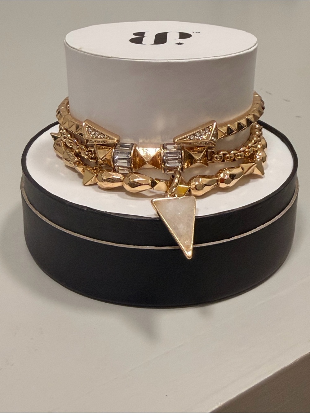 Bomb Party NWT! “Golden Luxe Dreams” Gold and Diamond CZ Bracelet Stack